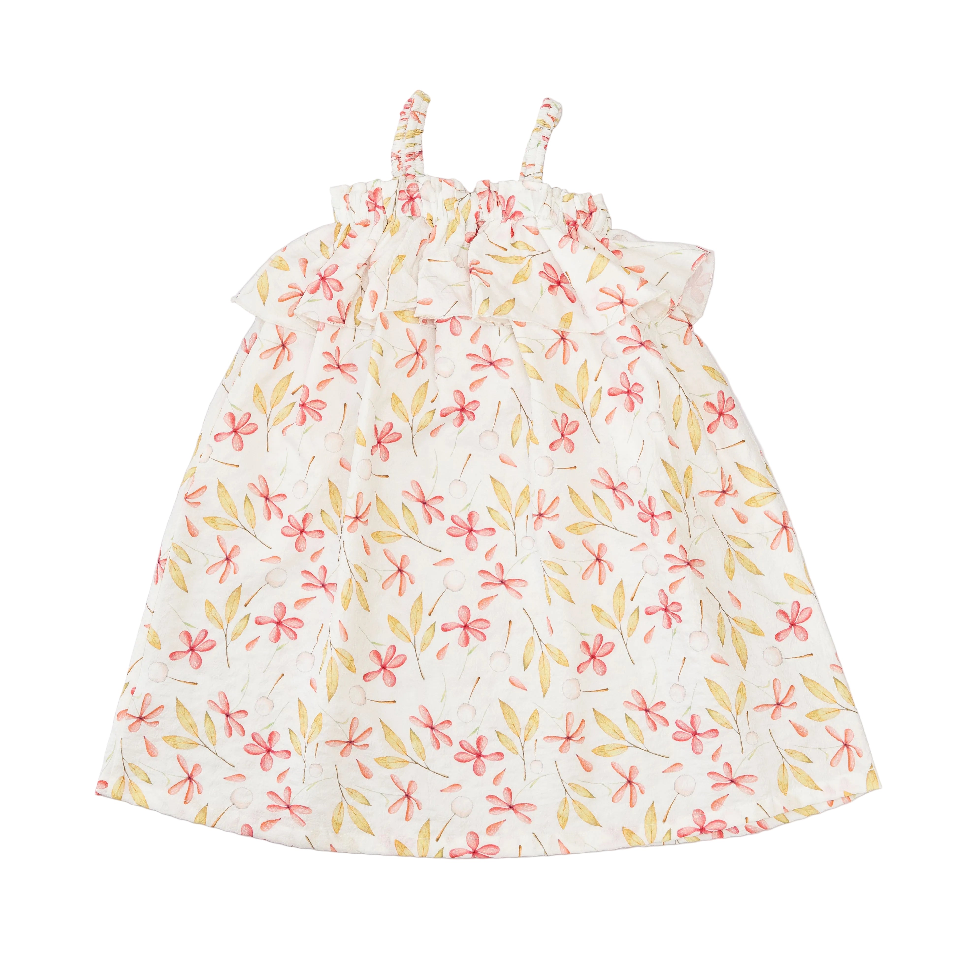 Dress White - Pink flowers - Strappy-27884