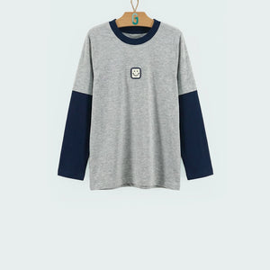 Crewneck Long Sleeve Smile Badge-27891