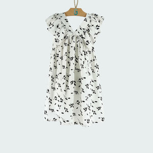 Dress Sleeveless Black Leaves Printed-27926