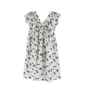 Dress Sleeveless Black Leaves Printed-27926