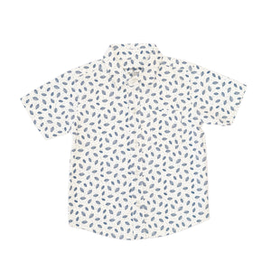 Shirt N/C - Off White With Navy Blue Leaves-27939