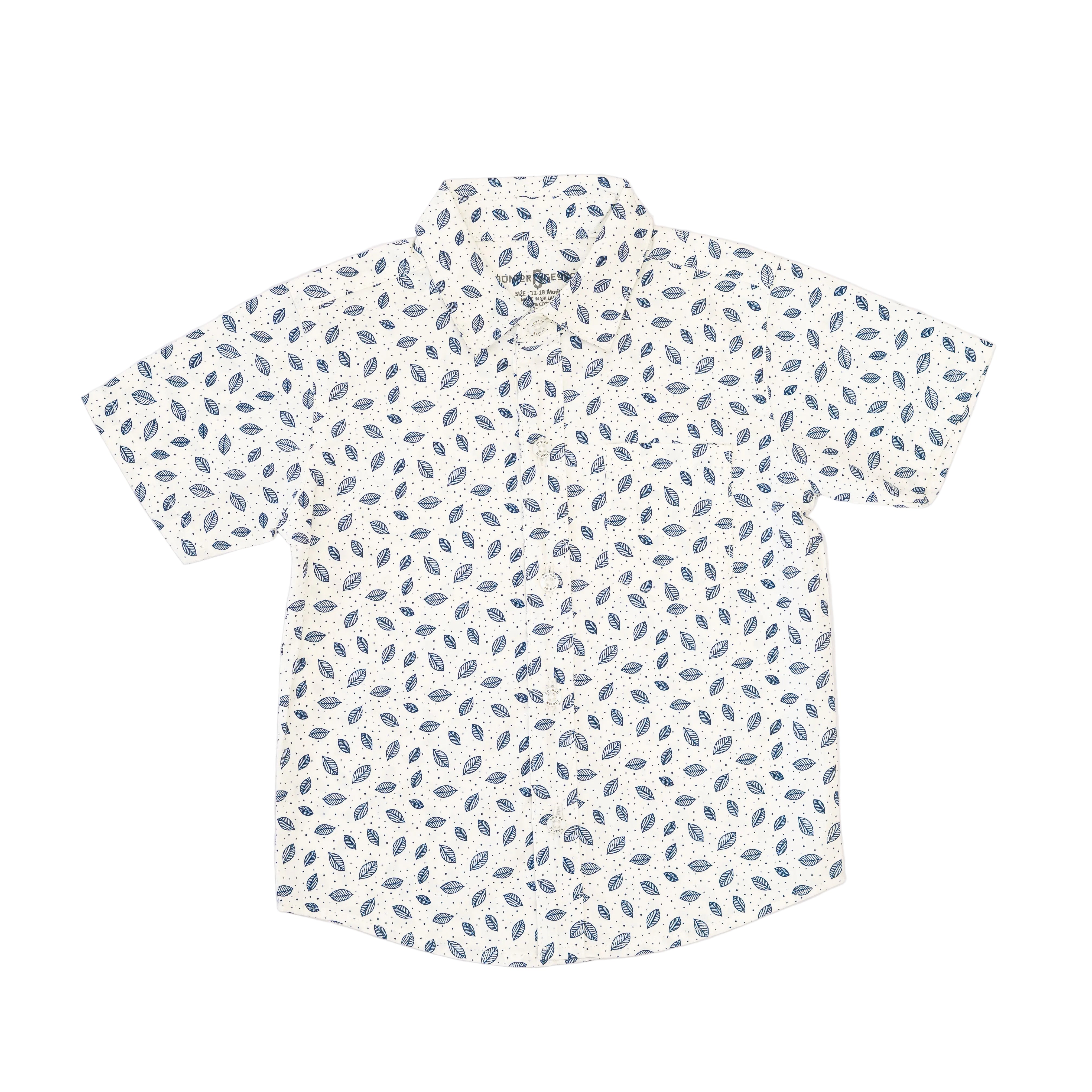 Shirt N/C - Off White With Navy Blue Leaves-27939
