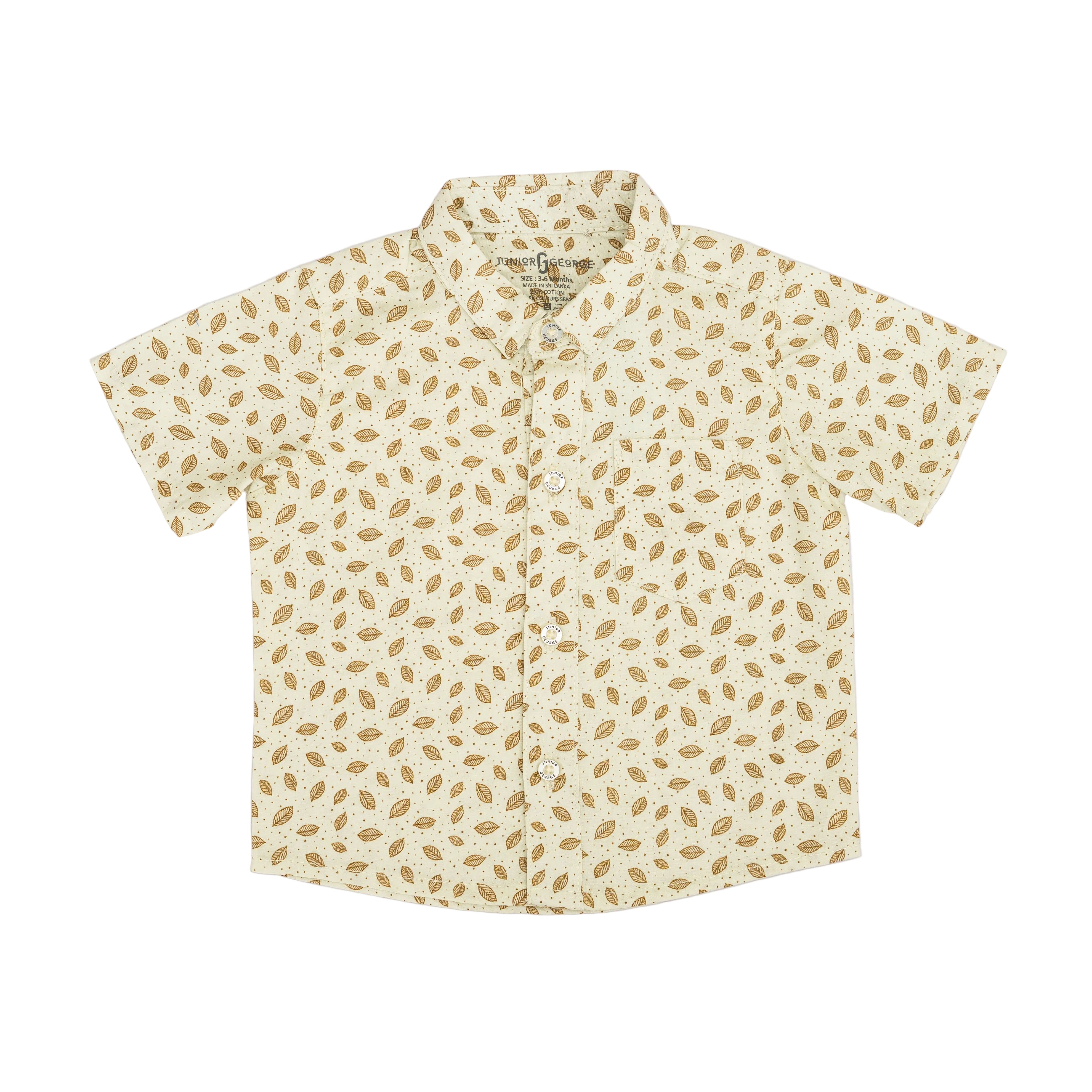 Shirt N/C - Beige with Brown Leaves-27940