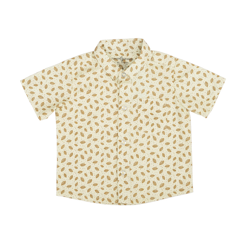 Shirt N/C - Beige with Brown Leaves-27940