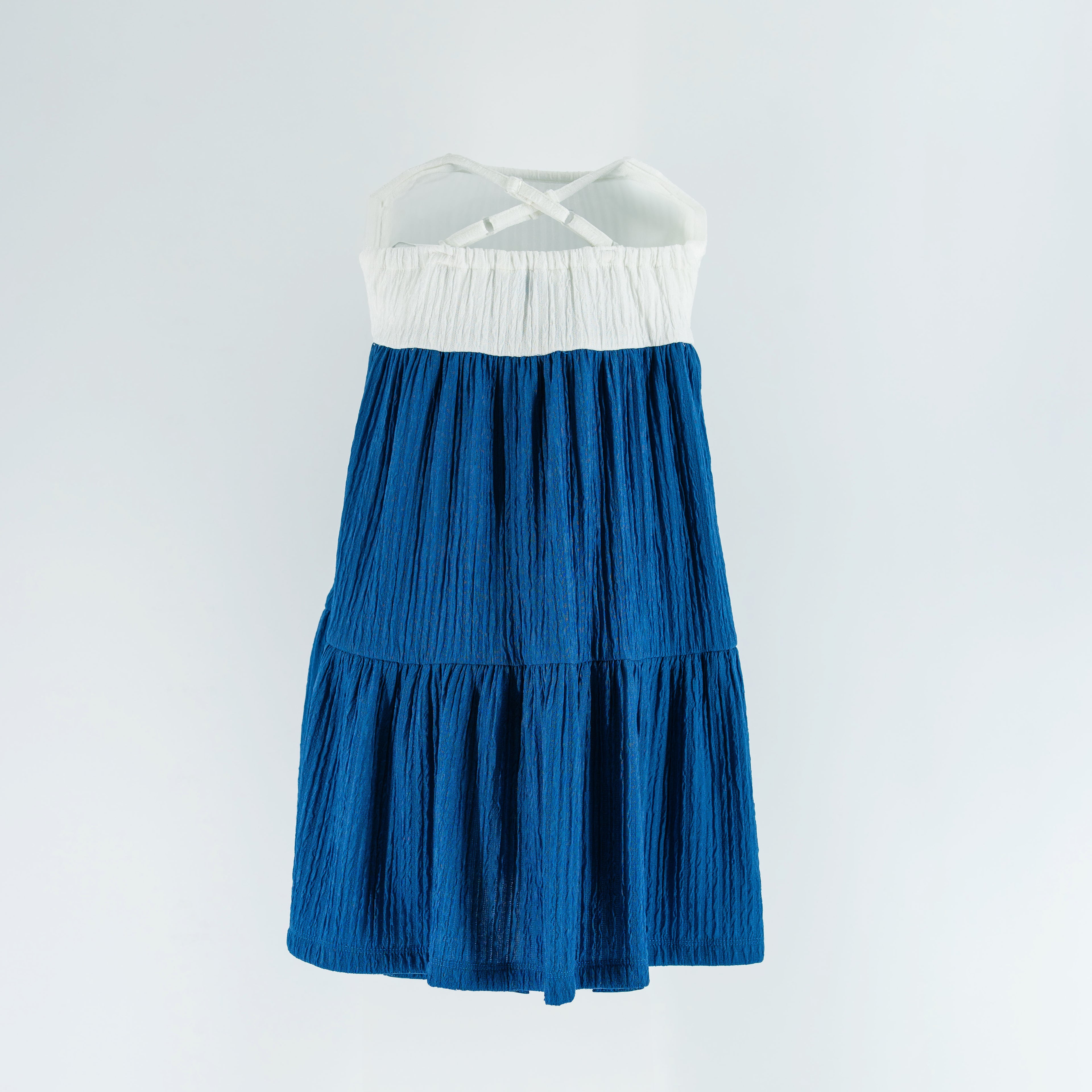 Dress Stappy - White With Light Blue Print-27943