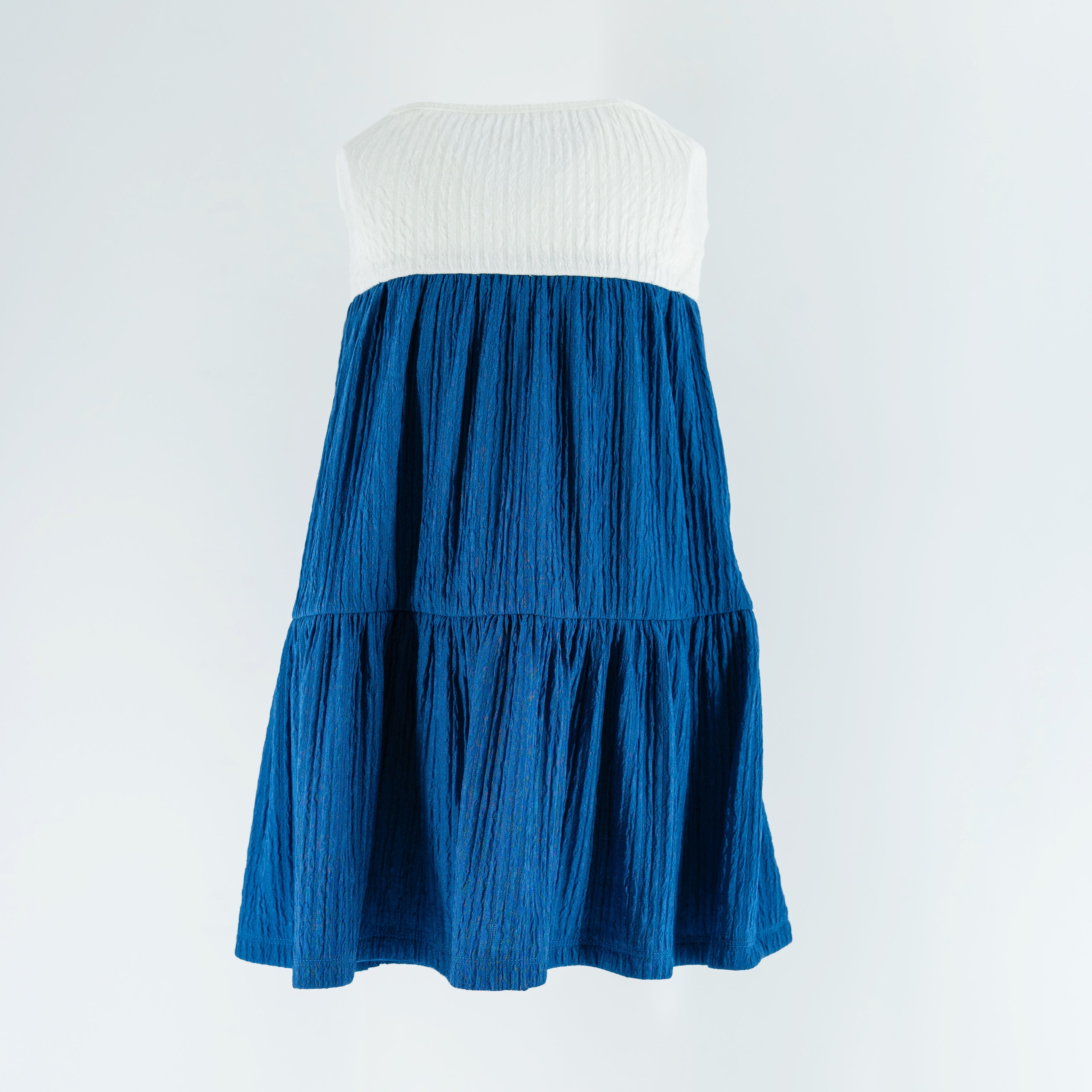 Dress Stappy - White With Light Blue Print-27943