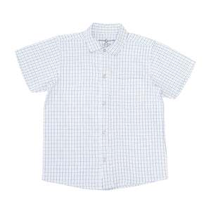 Shirt C/C S/S - White With Navy Blue Checks-27946