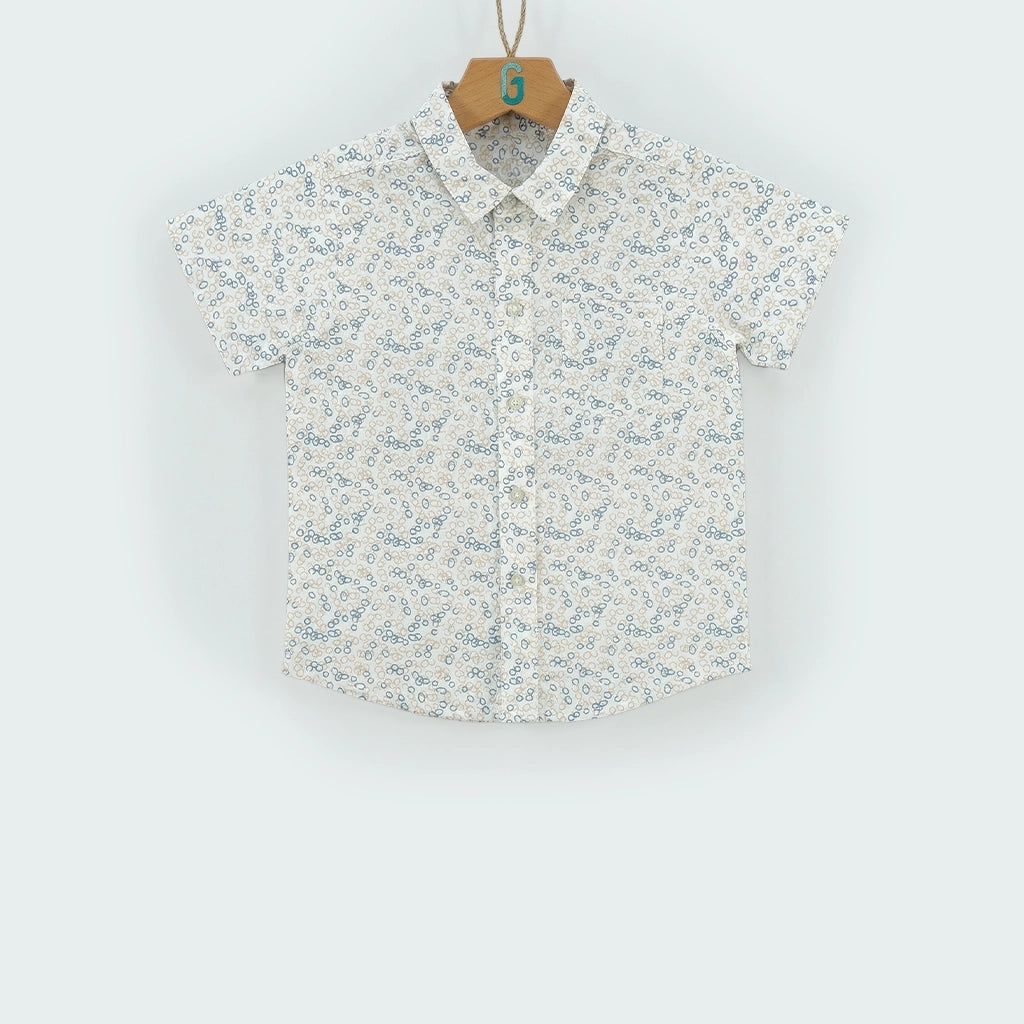 Shirt Linen - Circular pattern Printed-27966