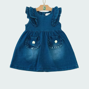 Dress Denim Navy Blue - Flowers Attached-27971