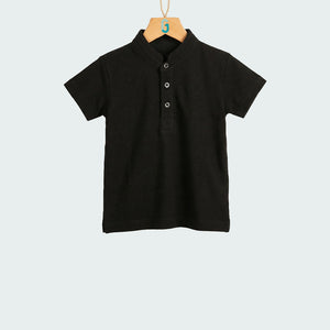 T Shirt Chinese Collar - Black-27985