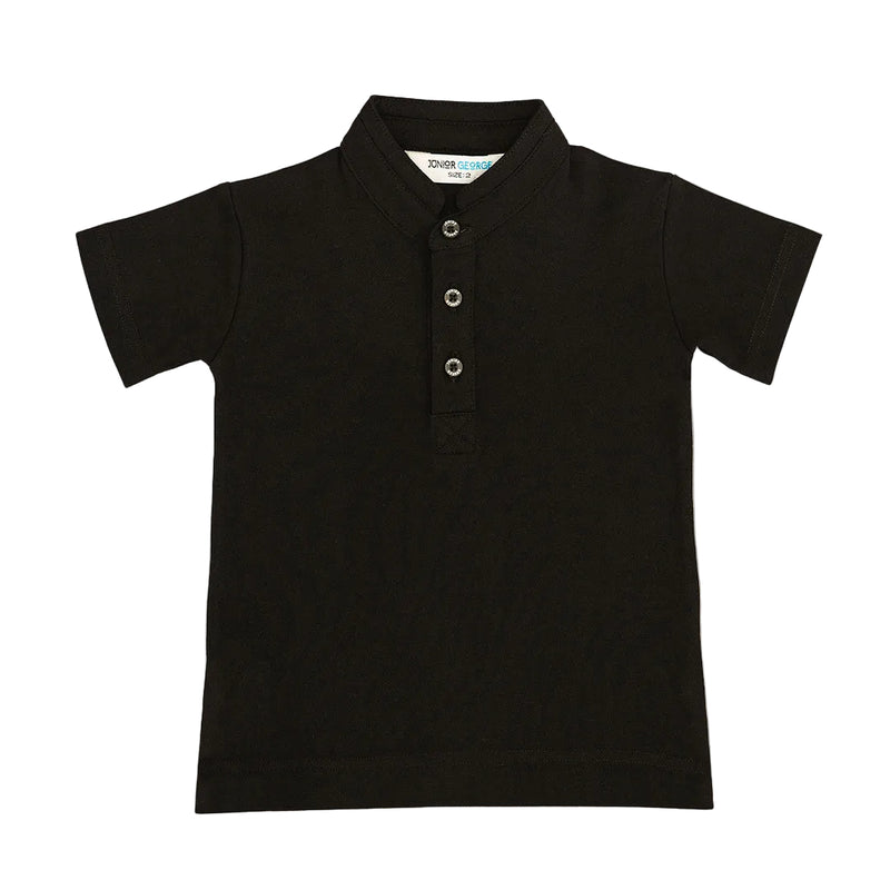 T Shirt Chinese Collar - Black-27985