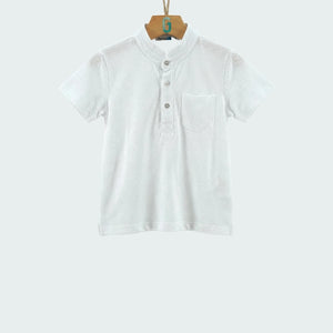 Chinese Collar T Shirt - White-27986
