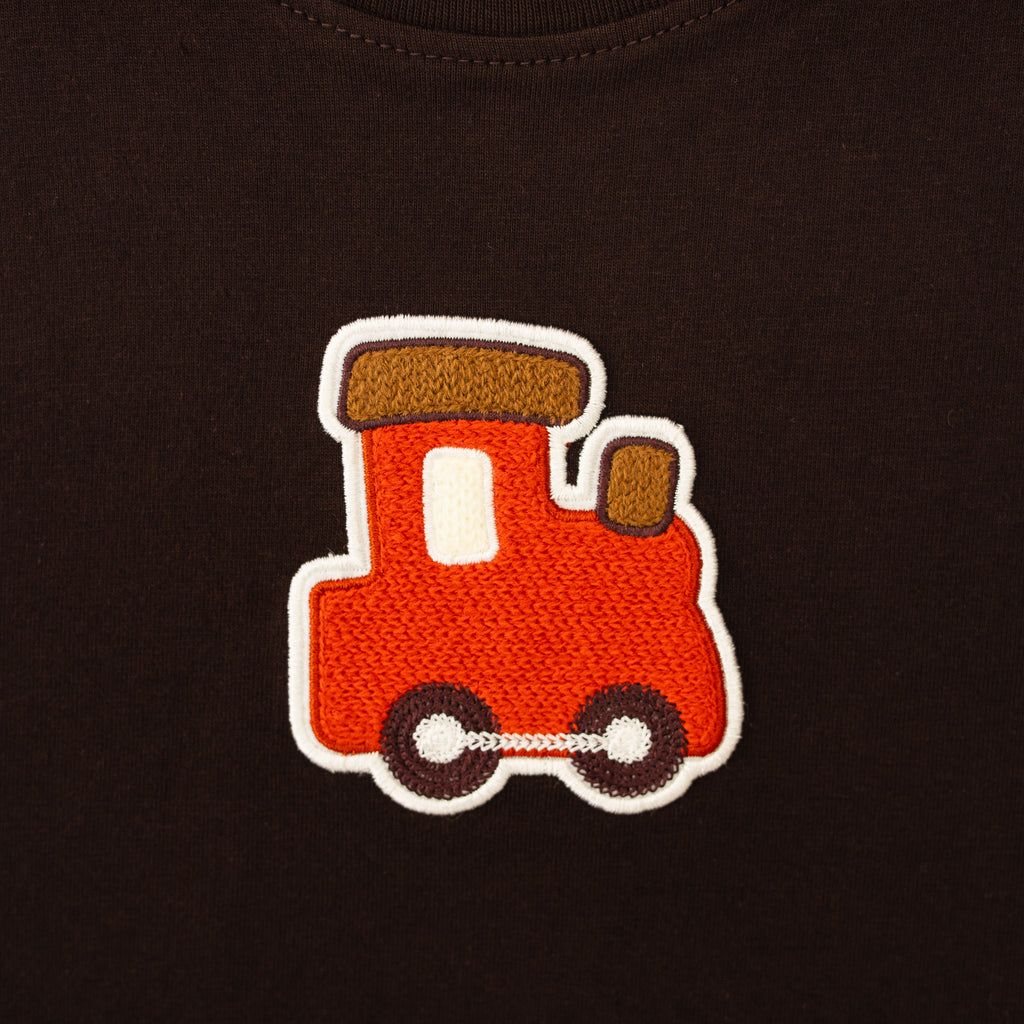 Crewneck - Coffee Brown With Train Badge-28012