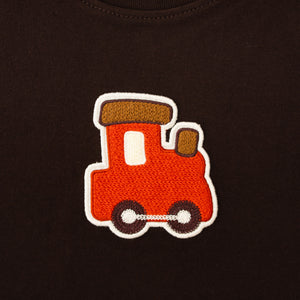 Crewneck - Coffee Brown With Train Badge-28012