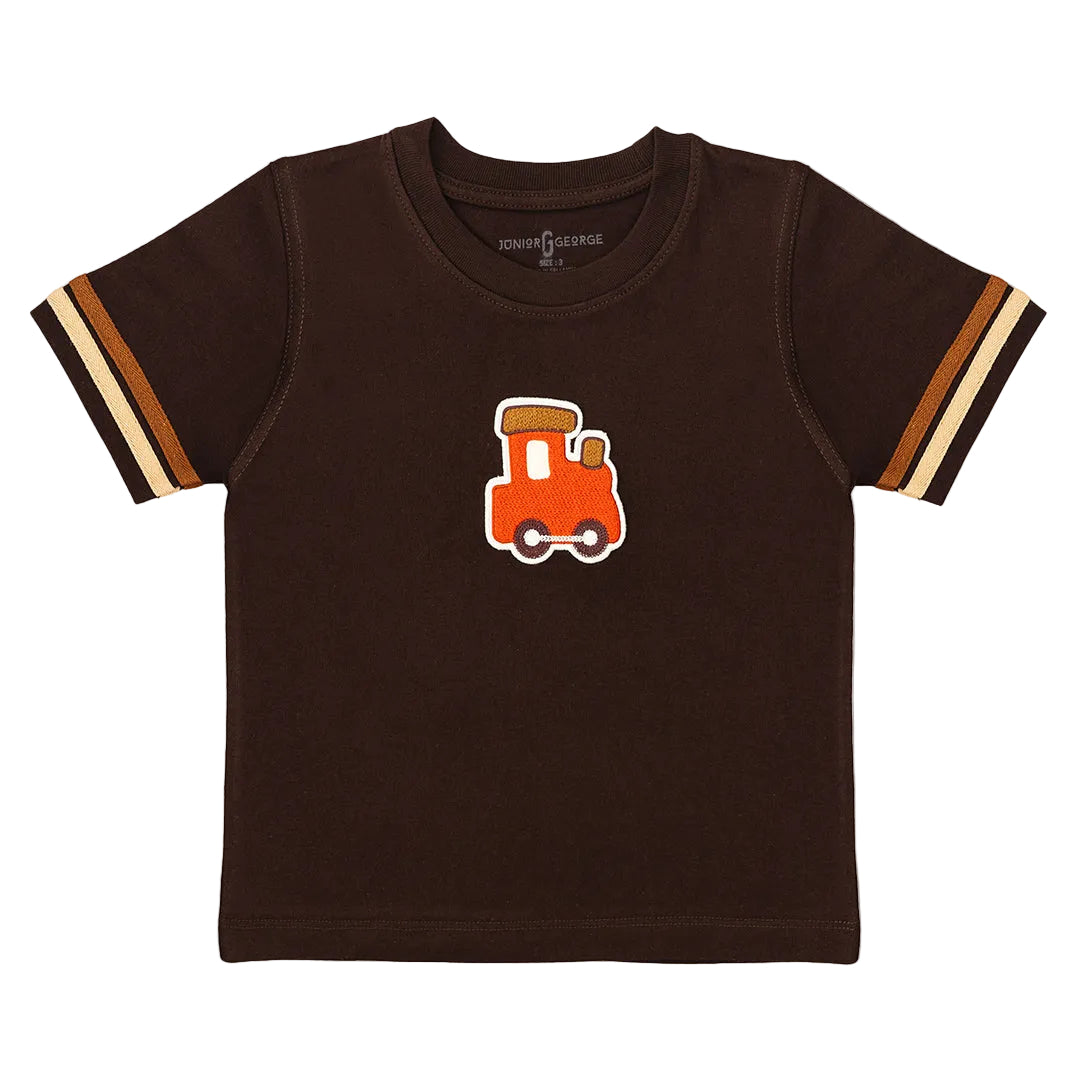 Crewneck - Coffee Brown With Train Badge-28012