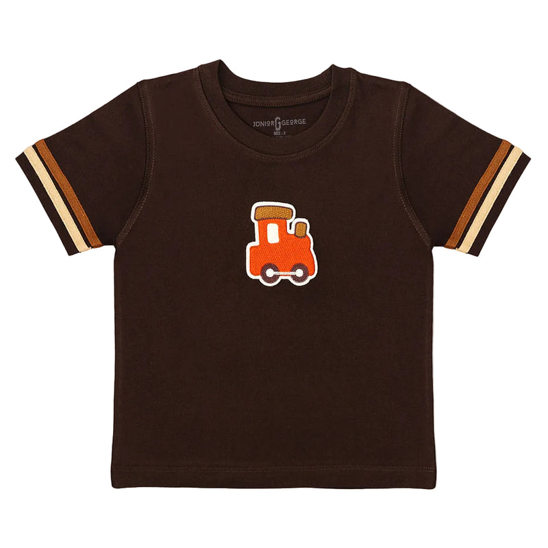 Crewneck - Coffee Brown With Train Badge-28012