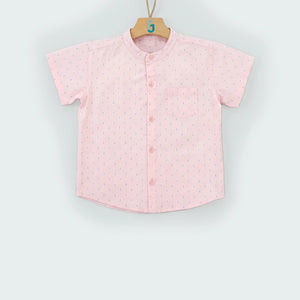 Shirt Chinese Collar - Pink With Mint Green Print-28020