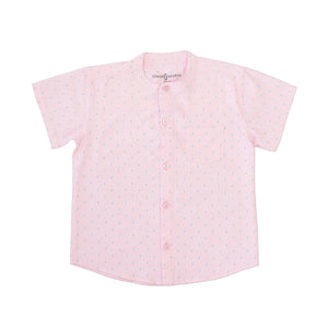 Shirt Chinese Collar - Pink With Mint Green Print-28020