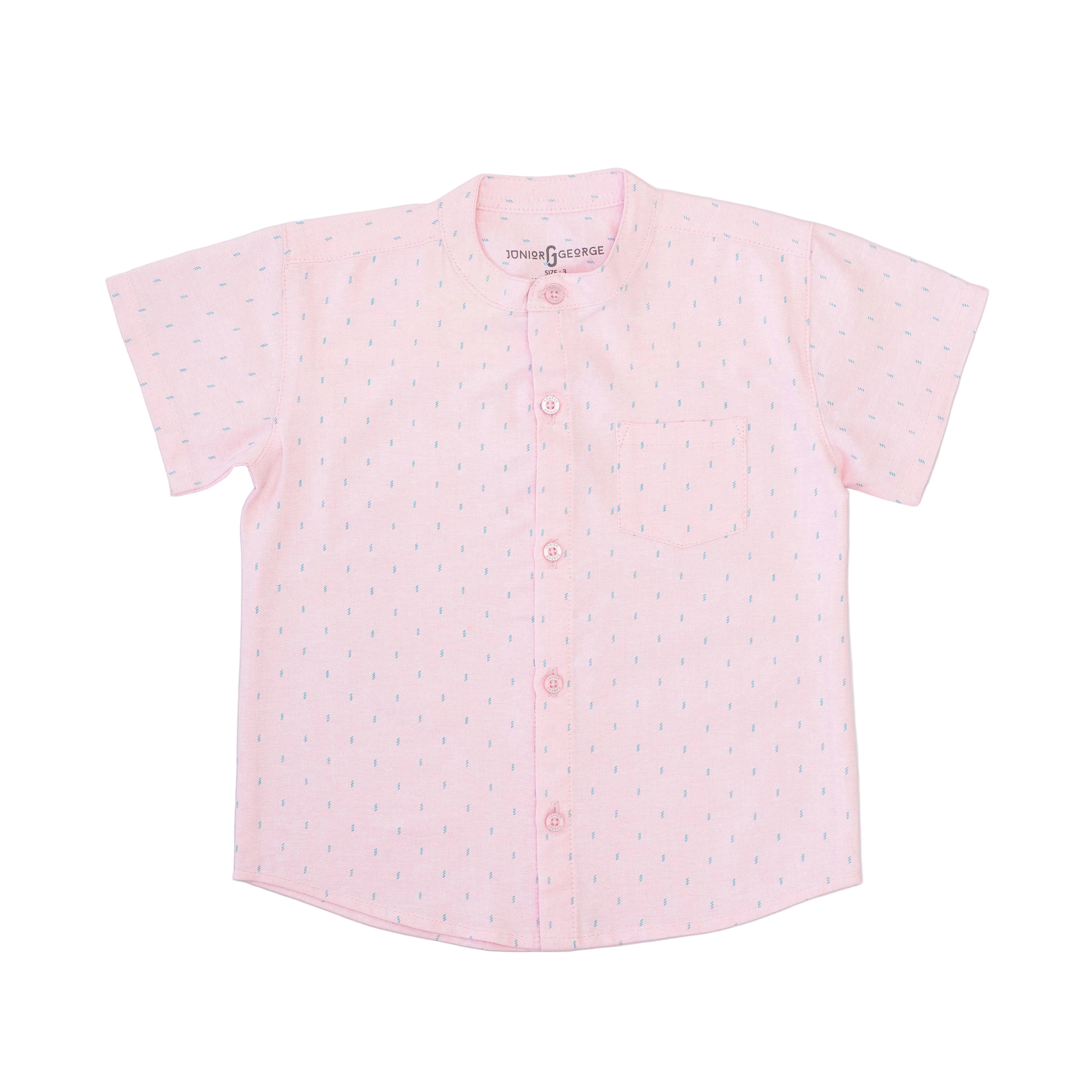 Shirt Chinese Collar - Pink With Mint Green Print-28020