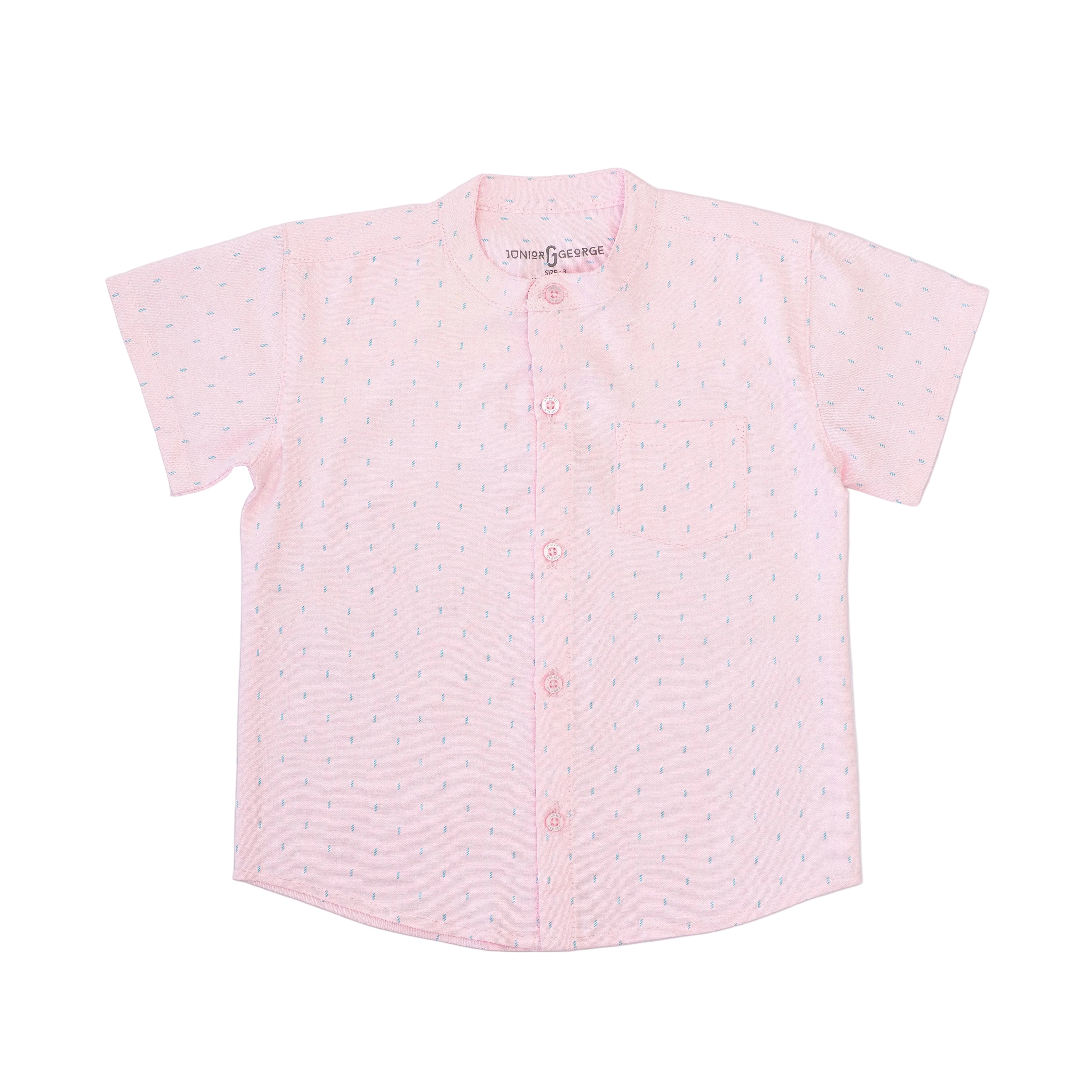 Shirt Chinese Collar - Pink With Mint Green Print-28020