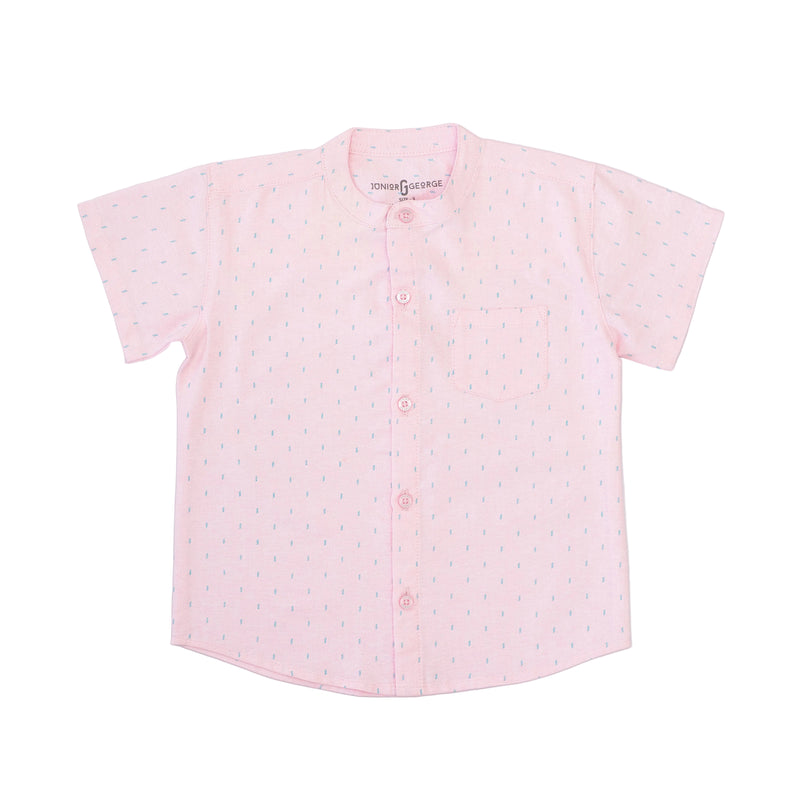 Shirt Chinese Collar - Pink With Mint Green Print-28020