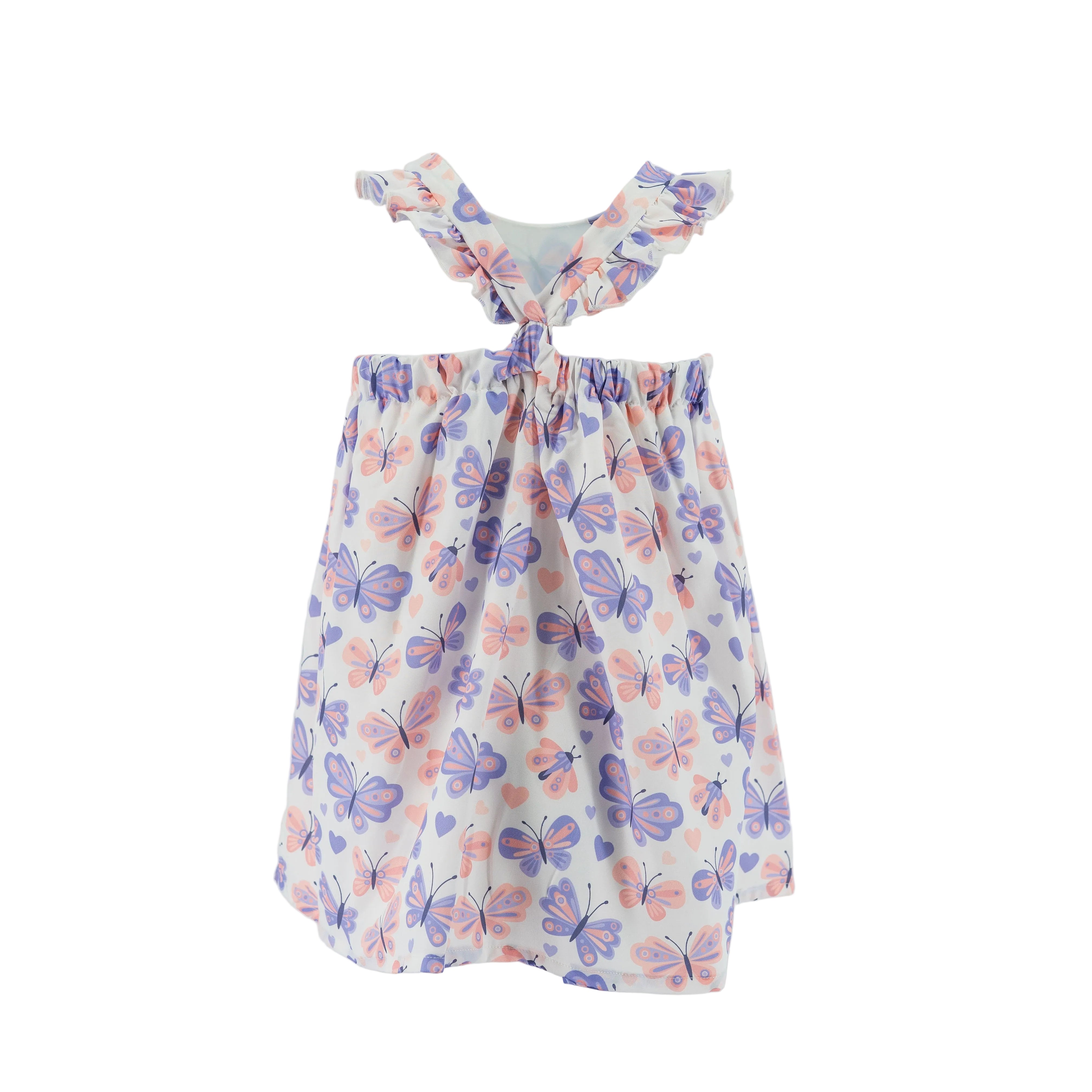 Dress Off White With Purple Butterfly Print-28023