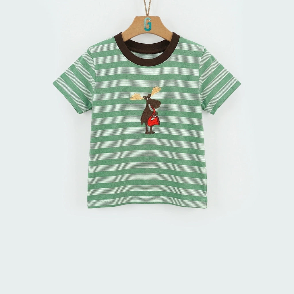 Crewneck Stripes - Moose Playing Rex Saxophone-28025