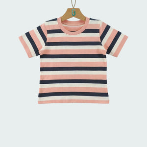 Crewneck Stripes - Pink Off White And Grey-28026