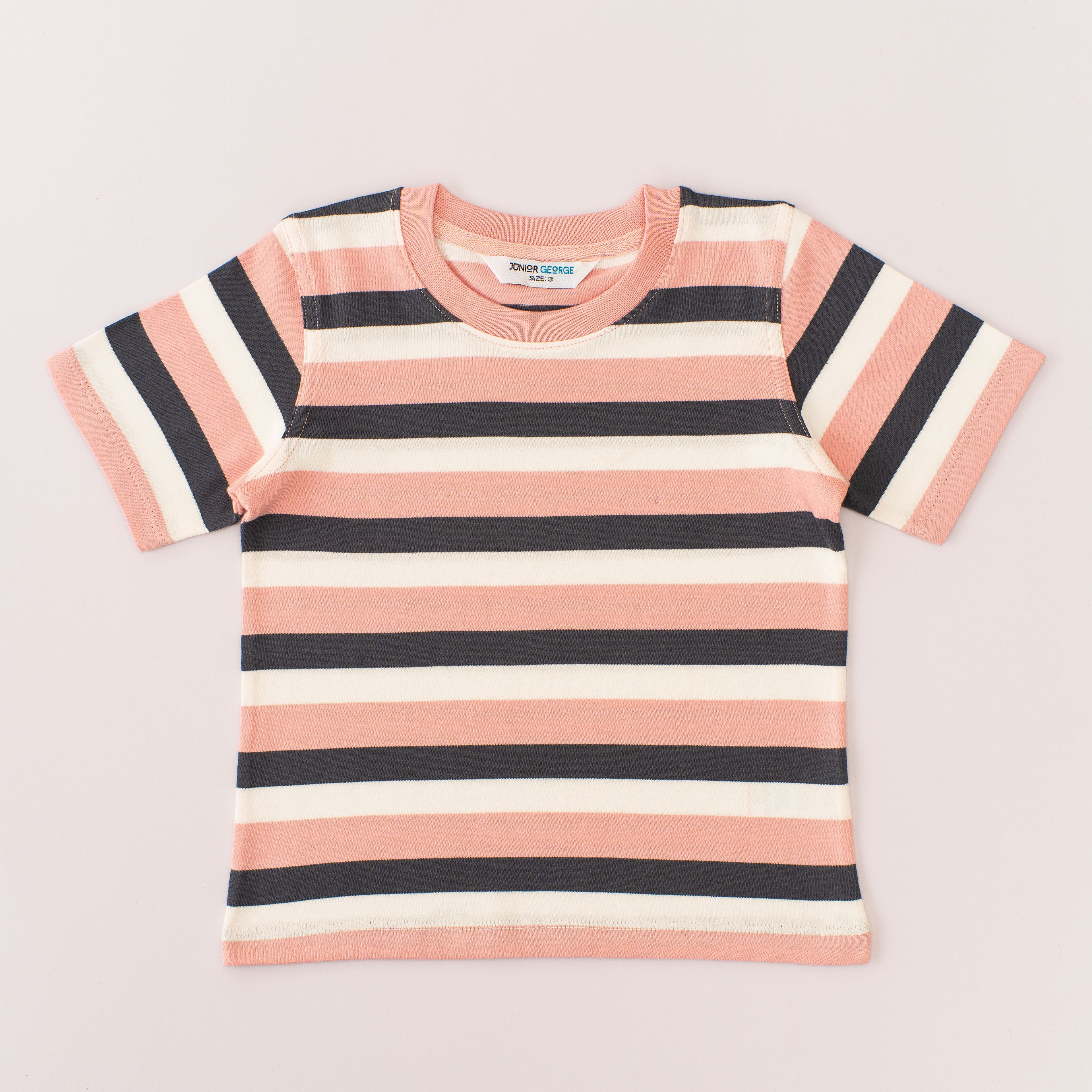 Crewneck Stripes - Pink Off White And Grey-28026