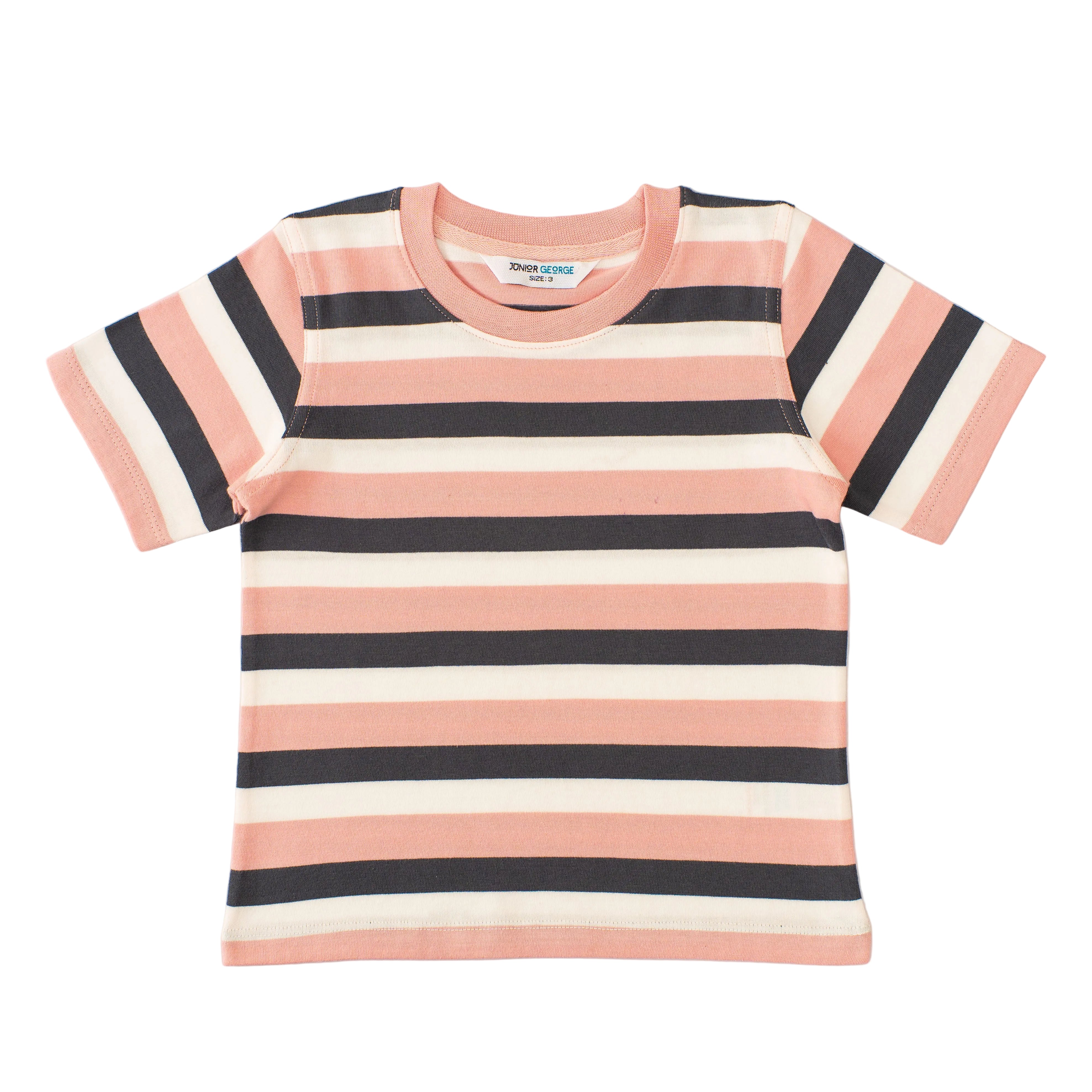 Crewneck Stripes - Pink Off White And Grey-28026