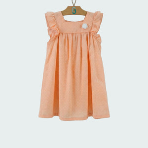 Dress Pink With White Dots And White Flower Attached-28027