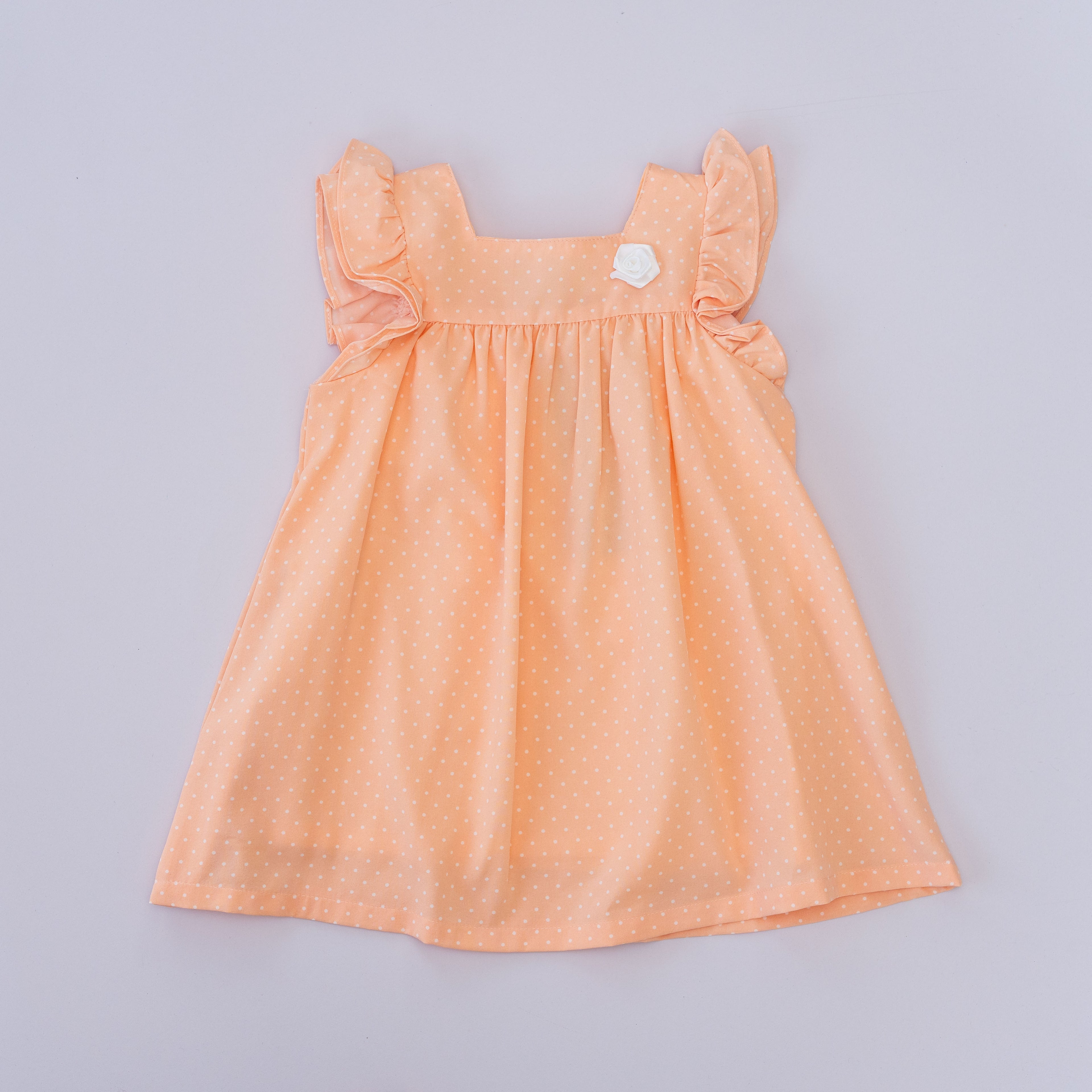 Dress Pink With White Dots And White Flower Attached-28027