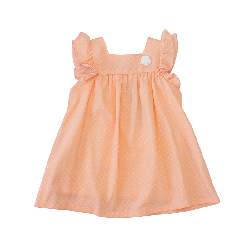 Dress Pink With White Dots And White Flower Attached-28027