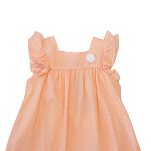 Dress Pink With White Dots And White Flower Attached-28027