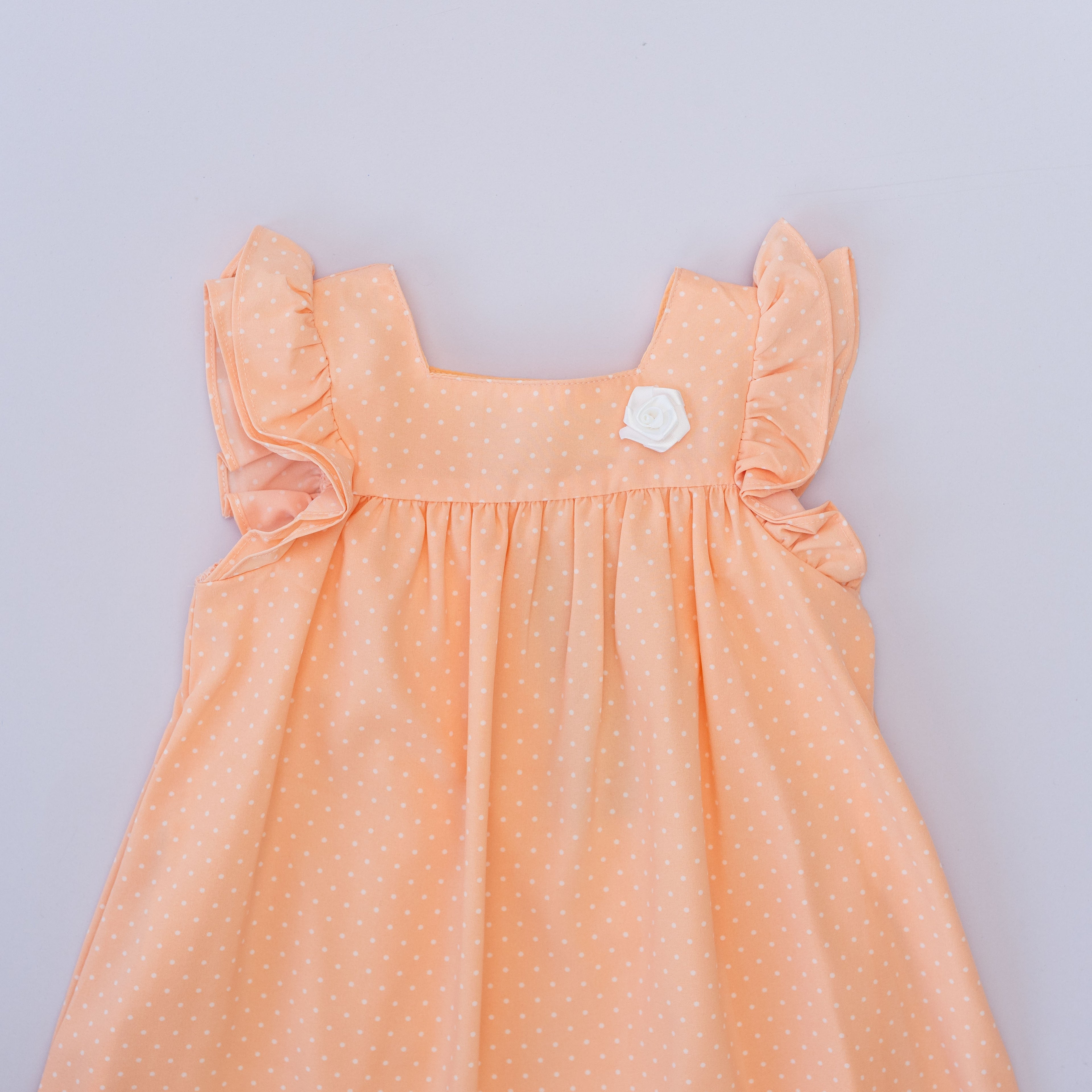 Dress Pink With White Dots And White Flower Attached-28027