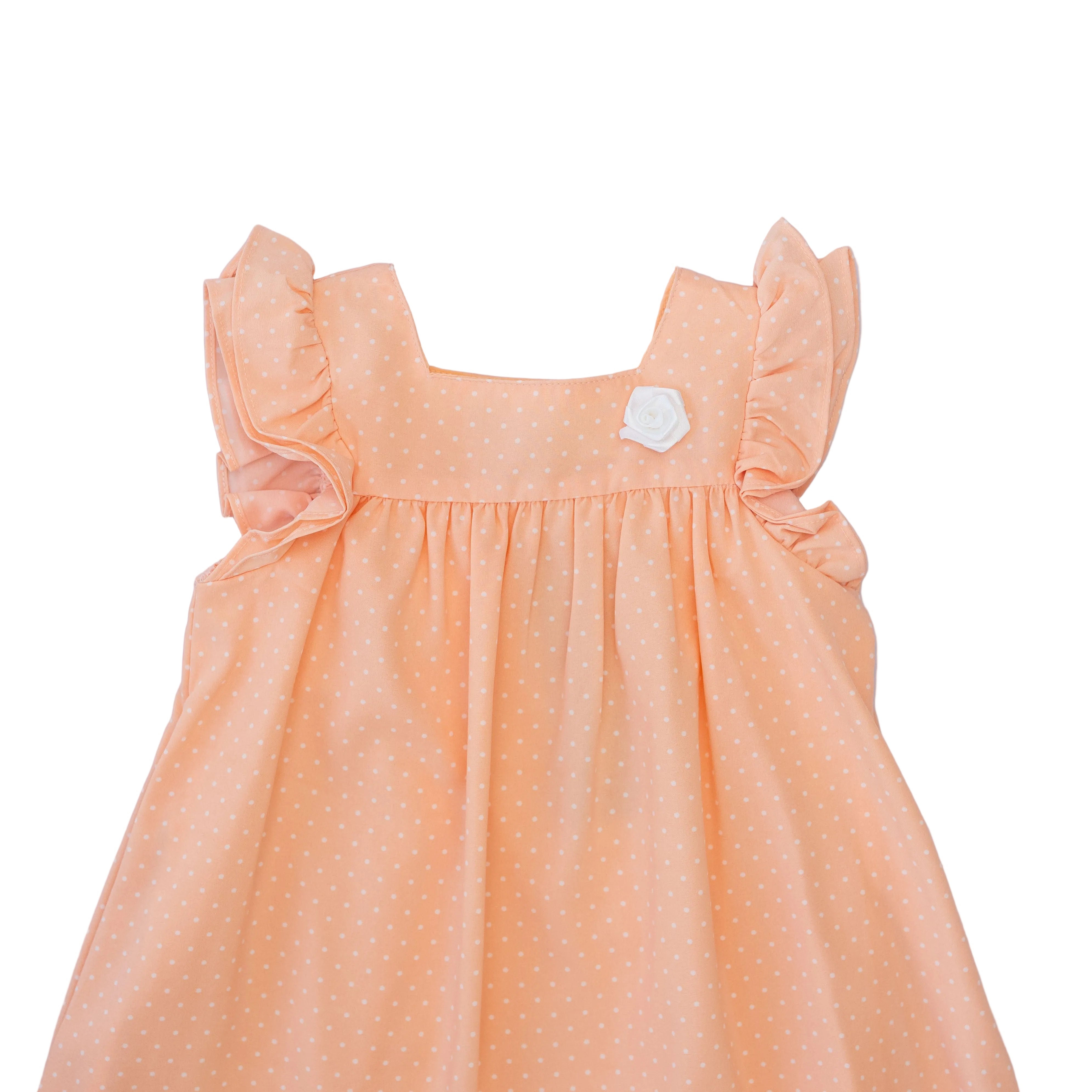 Dress Pink With White Dots And White Flower Attached-28027