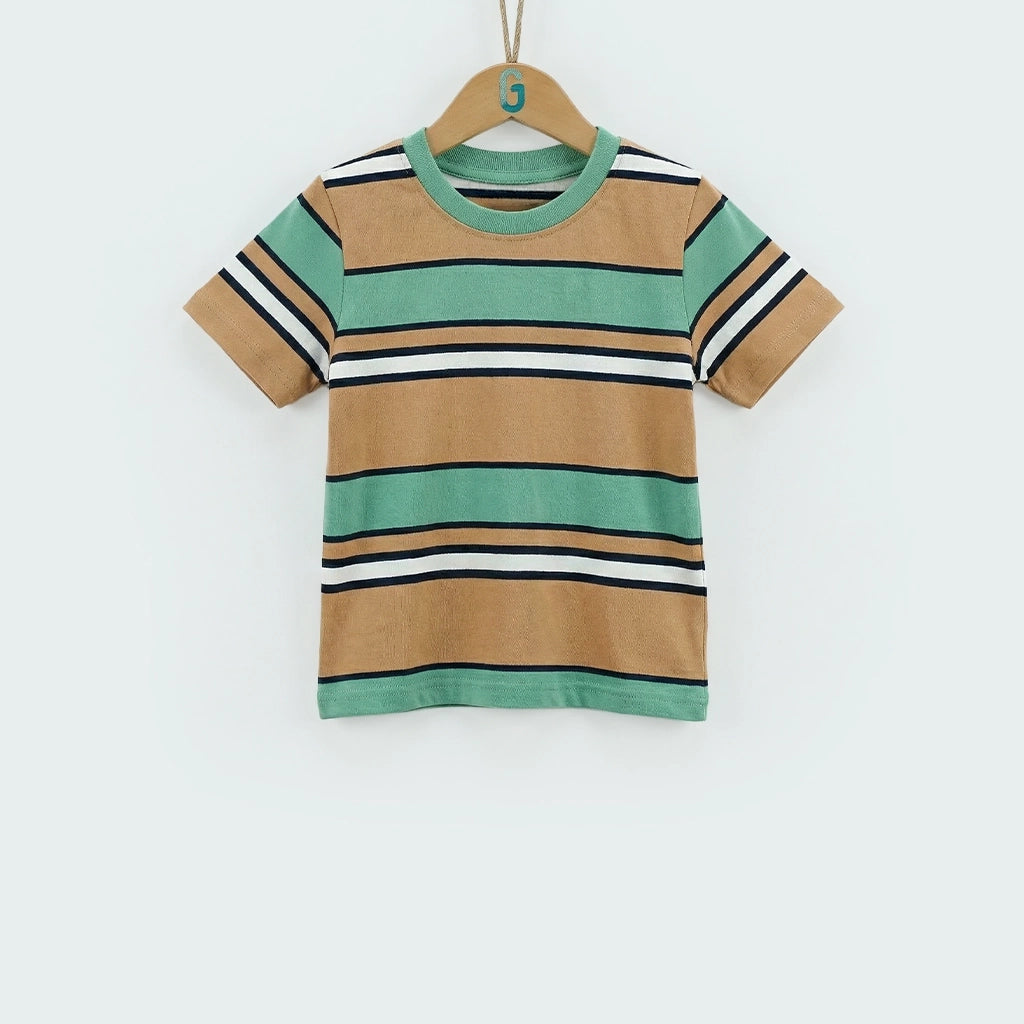 Crewneck Stripes - White Mint Green Navy Blue And Brown-28029
