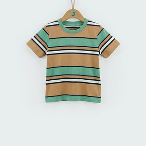 Crewneck Stripes - White Mint Green Navy Blue And Brown-28029