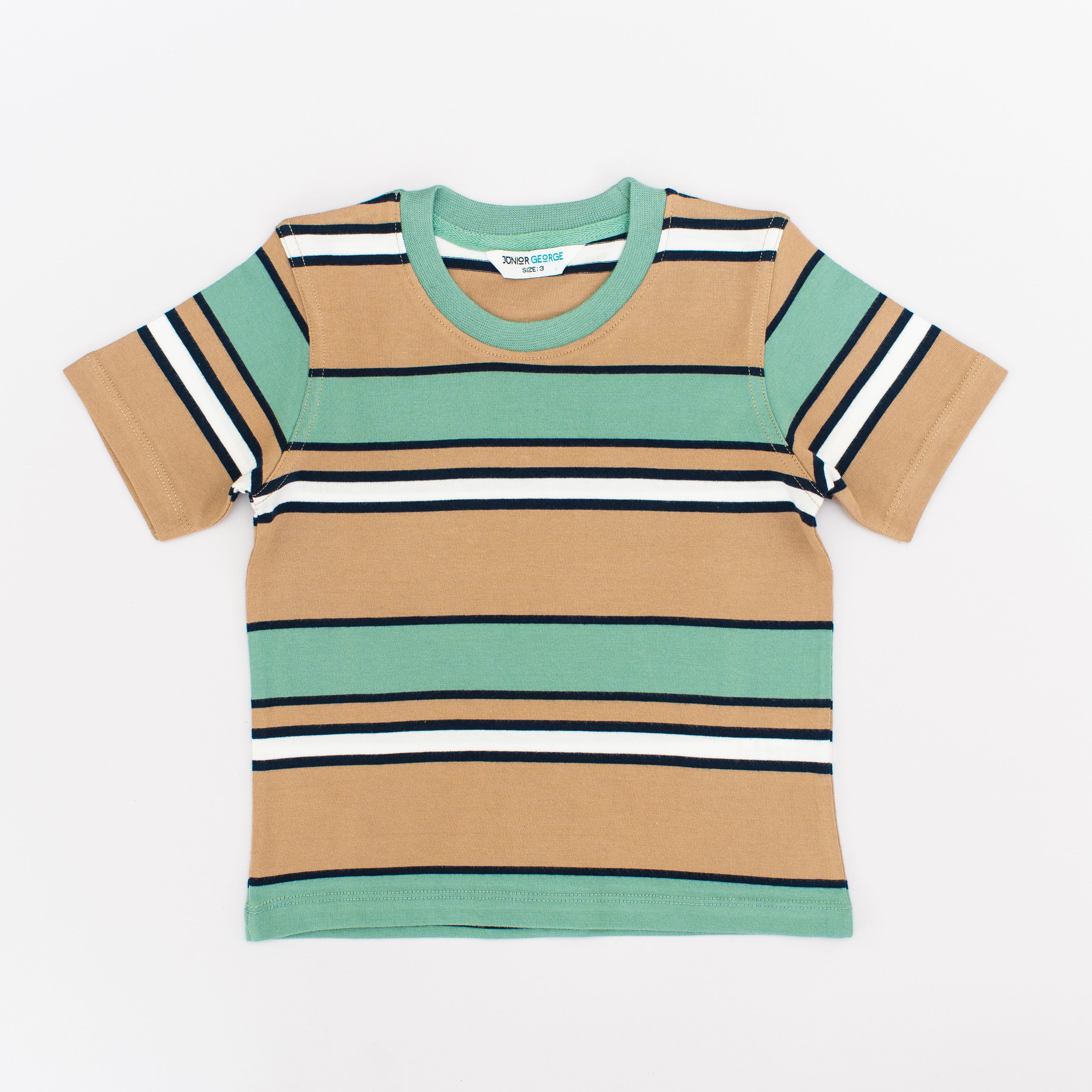 Crewneck Stripes - White Mint Green Navy Blue And Brown-28029