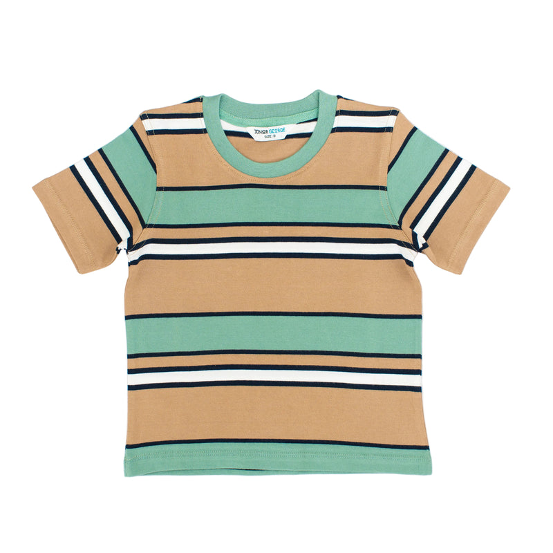 Crewneck Stripes - White Mint Green Navy Blue And Brown-28029