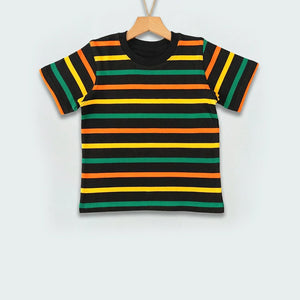 Crewneck Stripes -  Black With Multi Colour Stripes-28031