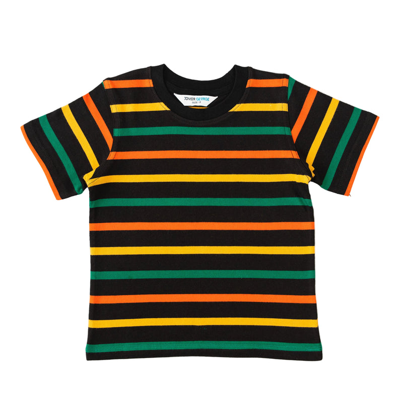 Crewneck Stripes -  Black With Multi Colour Stripes-28031