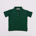 Chinese Collar T shirt - Green With Red Dots-28046