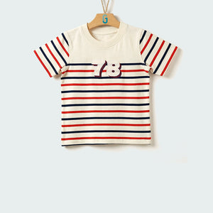 Crewneck No 78 - off white with blue and red stripes  - 28081