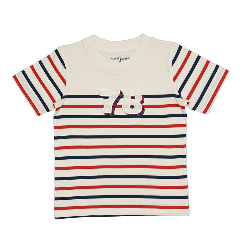 Crewneck No 78 - off white with blue and red stripes  - 28081