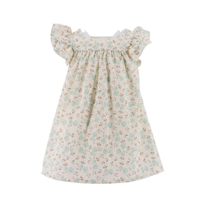 Dress off White with Mint Green Flowers  - 281100