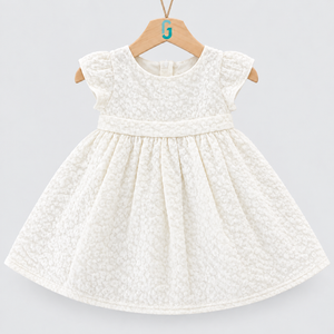 28219 - Dress Cream Flowers Embossed
