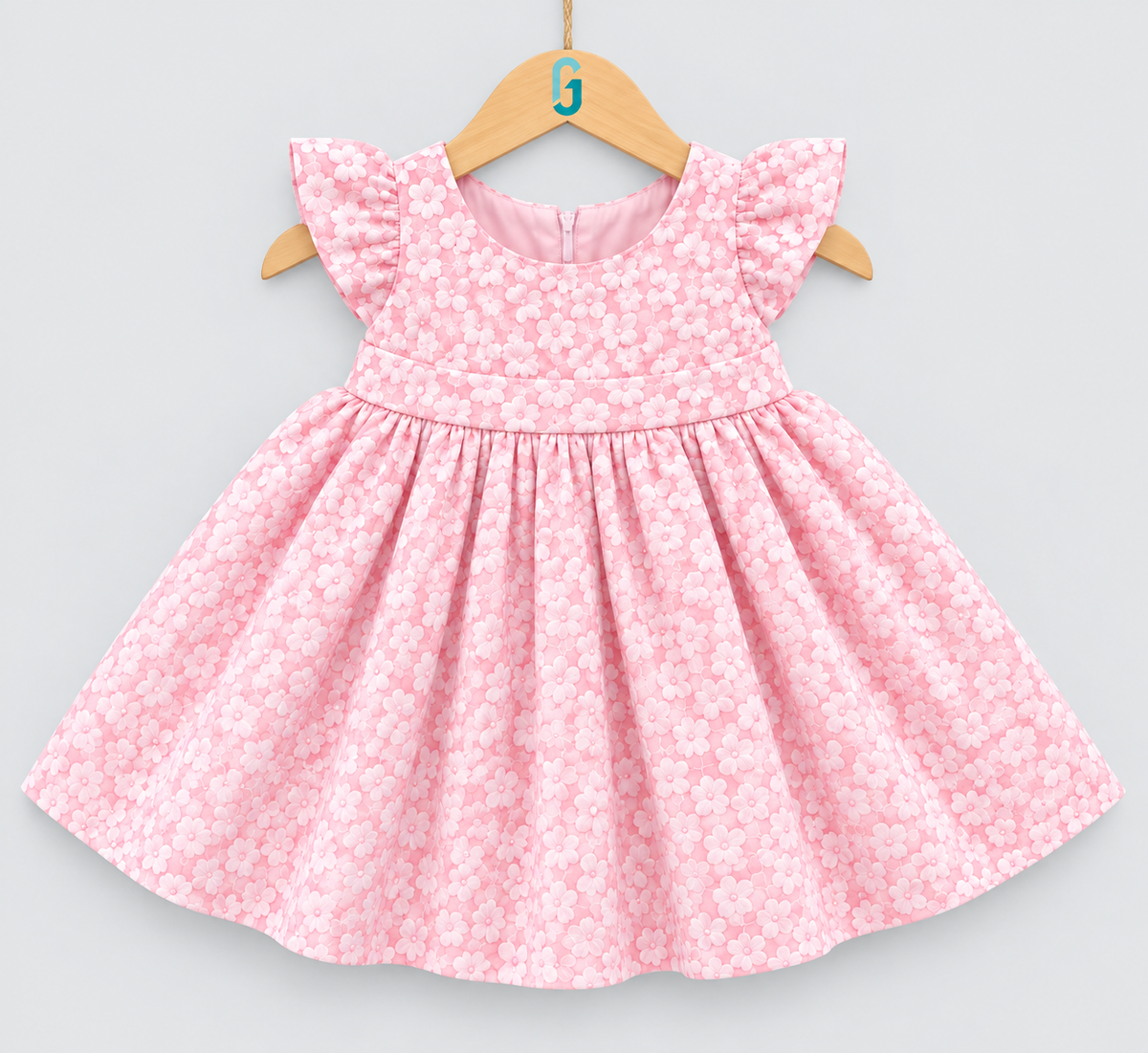 28237 - Dress Pink Flowers Embossed