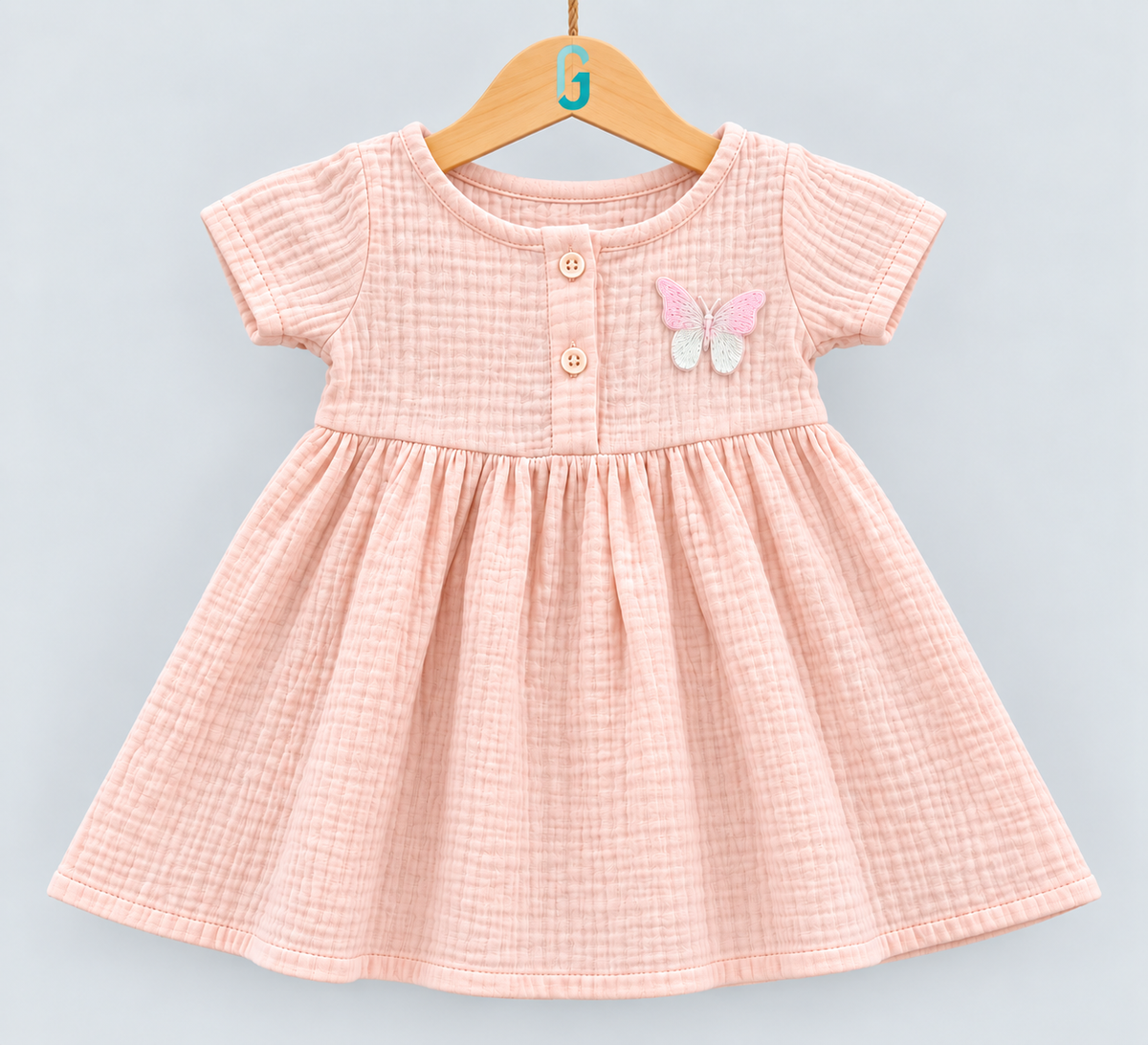 Dress Knit Pink With Butter Fly Attached-27706