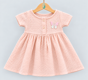 Dress Knit Pink With Butter Fly Attached-27706